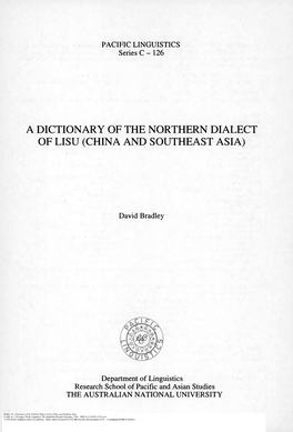 A Dictionary of the Northern Dialect of Lisu (China and Southeast Asia)