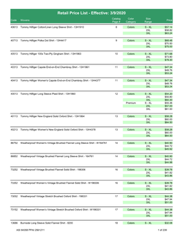 Retail Price List - Effective: 3/9/2020 Catalog Color Size Code Wovens Price Page # Category Range