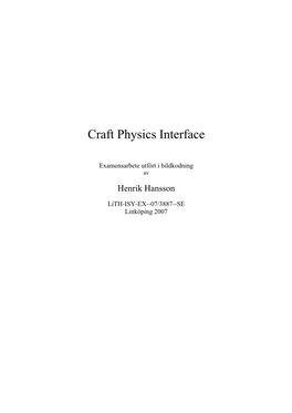 Craft Physics Interface