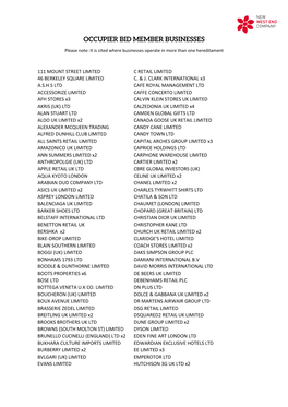 Occupier Bid Member Businesses