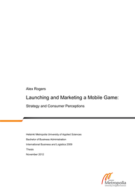 Launching and Marketing a Mobile Game