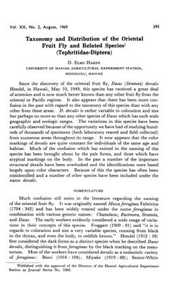 Taxonomy and Distribution of the Oriental Fruit Fly and Related Species1 (Tephritidae-Diptera)