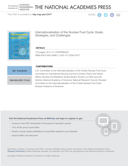 Internationalization of the Nuclear Fuel Cycle: Goals, Strategies, and Challenges