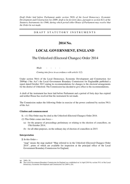 The Uttlesford (Electoral Changes) Order 2014