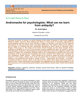 Andromache for Psychologists: What Can We Learn from Antiquity?