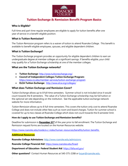 Tuition Exchange/Remission Program Basics