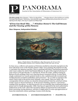“If You Can Read This . . .”: Winslow Homer's the Gulf Stream and The