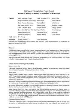 Kirknewton Primary School Parent Council Minutes of Meeting on Monday 10 September 2018 at 7.00Pm