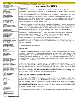 How to Use the INDEX: Accessories Background: Aircraft, Franklin Engines Body This Is Really Two Indexes