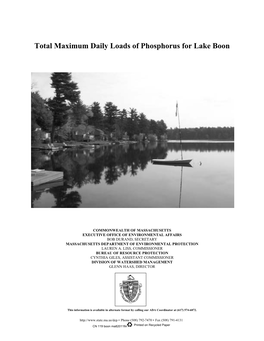 Total Maximum Daily Loads of Phosphorus for Lake Boon