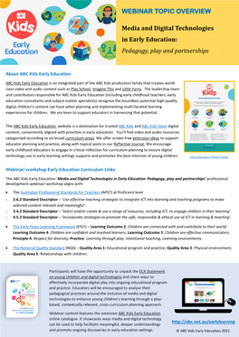 WEBINAR TOPIC OVERVIEW Media and Digital Technologies in Early