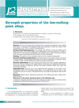 Strength Properties of the Low-Melting- Point Alloys