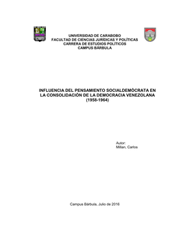 Influencia Del Pensamiento Socialdemócrata En La Consolidación De La Democracia Venezolana (1958-1964)