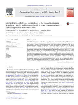 Lipid and Fatty Acid/Alcohol Compositions of the Subarctic