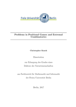Problems in Positional Games and Extremal Combinatorics