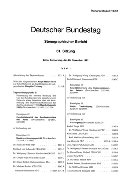 Deutscher Bundestag Stenographischer Bericht 61. Sitzung