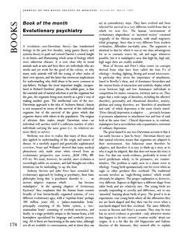 Evolutionary Psychiatry Which We Now Live