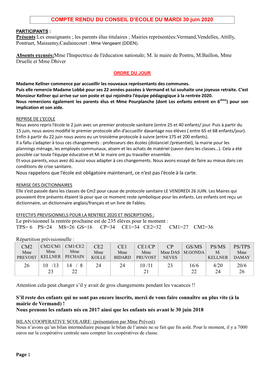 Les Parents Élus Titulaires ; Mairies Représentées:Vermand,Vendelles, Attilly, Pontruet, Maissemy,Caulaincourt ; Mme Vengeant (DDEN)