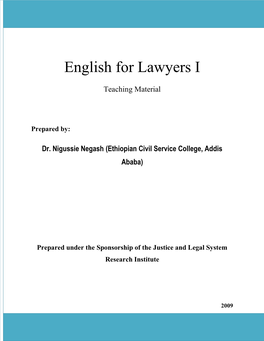 English for Lawyers I