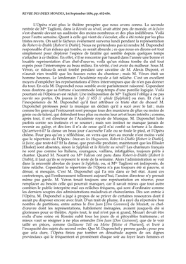 L'opéra N'est Plus Le Théâtre Prospère Que Nous Avons Connu. La Seconde