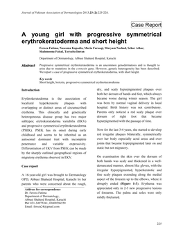 A Young Girl with Progressive Symmetrical Erythrokeratoderma and Short Height