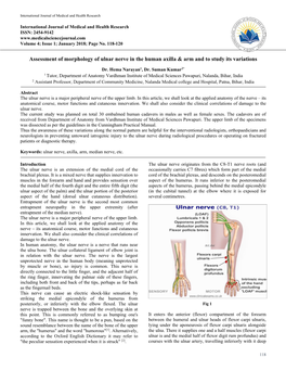 Assessment of Morphology of Ulnar Nerve in the Human Axilla & Arm
