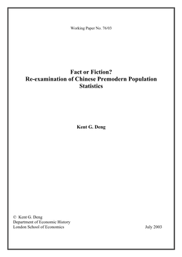 Re-Examination of Chinese Premodern Population Statistics