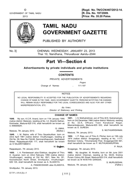 Tamil Nadu Government Gazette