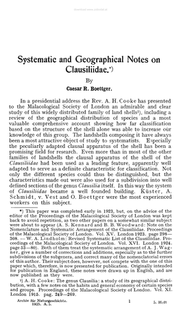 Systematic and Geographical Notes on Clausiliidae.*) by Caesar R