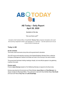 AB Today – Daily Report April 28, 2020