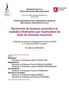 Recherche De Facteurs Associés À La Maladie D'alzheimer Par