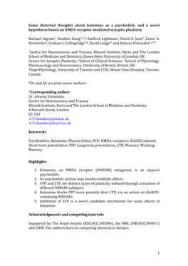 Ingram Et Al, 2018 Ketamine As a Psychedelic, Revised