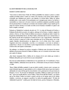 El Descubrimiento De La Mar Del Sur / Mario Castro Arenas