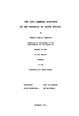 The 1961 General Election in the Republic of South Africa