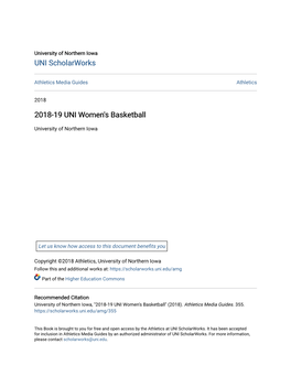 2018-19 UNI Women's Basketball
