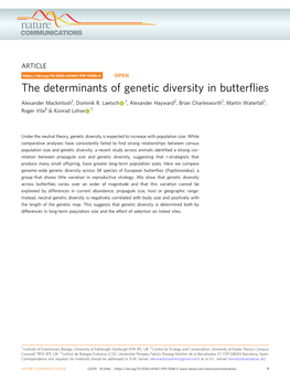 The Determinants of Genetic Diversity in Butterflies