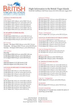 Flight Information to the British Virgin Islands from the Caribbean | Fall/Winter Season 2013/2014 | Revised: August 2013