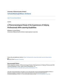 A Phenomenological Study of the Experiences of Helping Professionals with Learning Disabilities