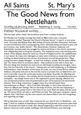 The Good News from Nettleham Sunday 19 January 2020 Epiphany 2 Unity No 132