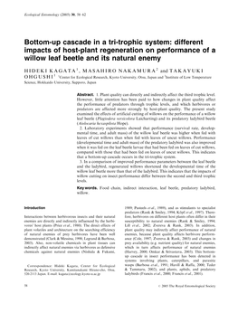 Different Impacts of Host-Plant Regeneration on Performance of a Willow Leaf Beetle and Its Natural Enemy