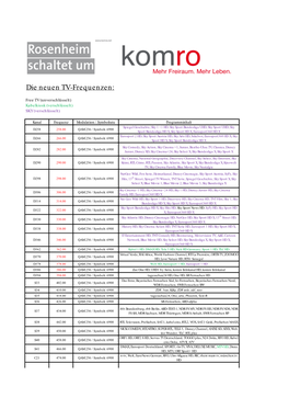 Die Neuen TV-Frequenzen