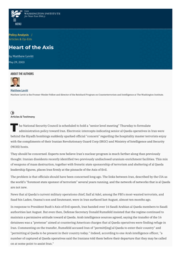 Heart of the Axis | the Washington Institute