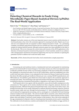 Detecting Chemical Hazards in Foods Using Microfluidic Paper-Based