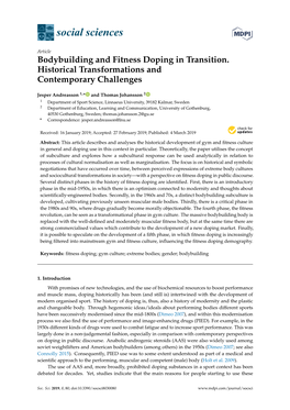 Bodybuilding and Fitness Doping in Transition. Historical Transformations and Contemporary Challenges