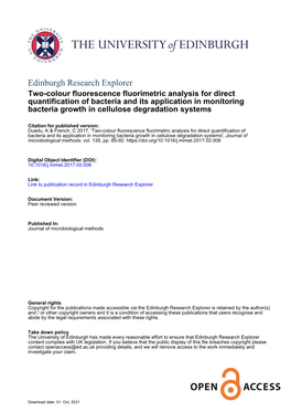 Two-Colour Fluorescence Fluorimetric Analysis for Direct Quantification of Bacteria and Its Application in Monitoring Bacteria Growth in Cellulose Degradation Systems