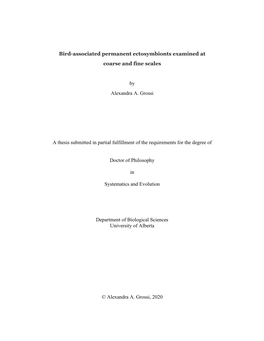 Bird-Associated Permanent Ectosymbionts Examined at Coarse and Fine Scales