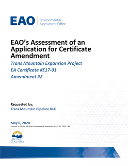 EAO's Assessment of an Application for Certificate Amendment