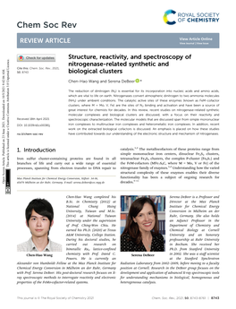 Structure, Reactivity, and Spectroscopy of Nitrogenase-Related Synthetic and Cite This: Chem