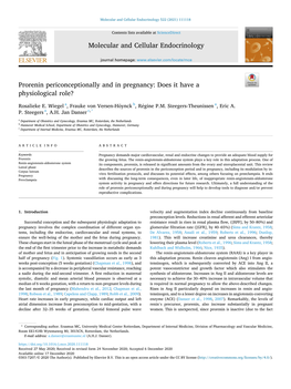 Prorenin Periconceptionally and in Pregnancy: Does It Have a Physiological Role?