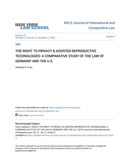 The Right to Privacy & Assisted Reproductive Technologies